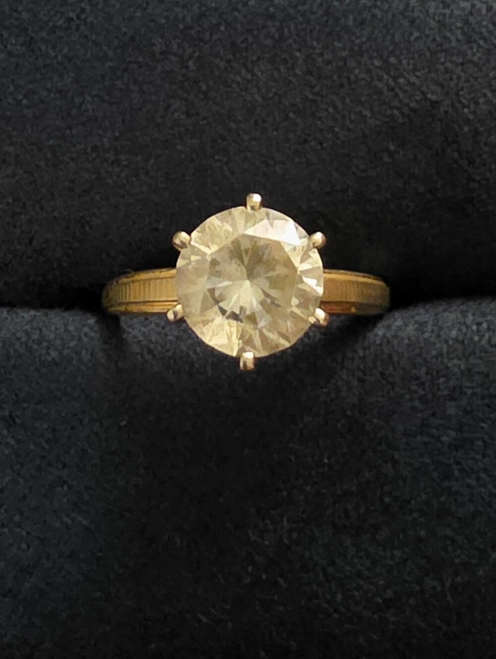 14k CZ Solitaire Yellow Gold Ring